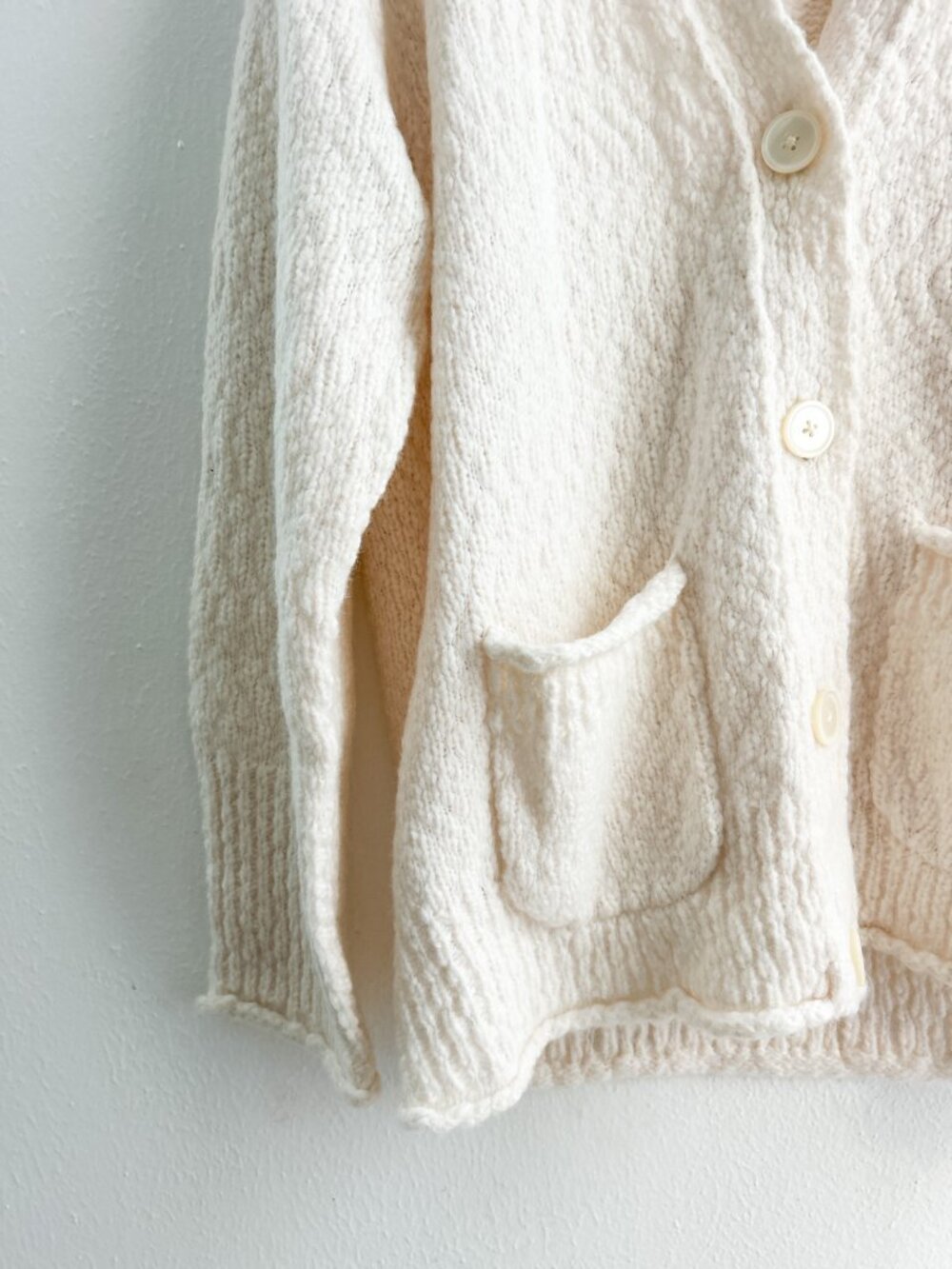 NWT J.Crew‎ Relaxed Cardigan Textured Yarn Wool Alpaca Ivory Oversized Sweater S - Picture 5 of 10